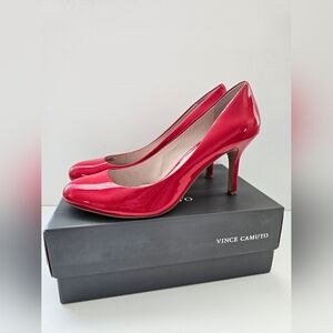 Vince Camuto Sariah Soft Tango Red Patent Leather Heels Size 10